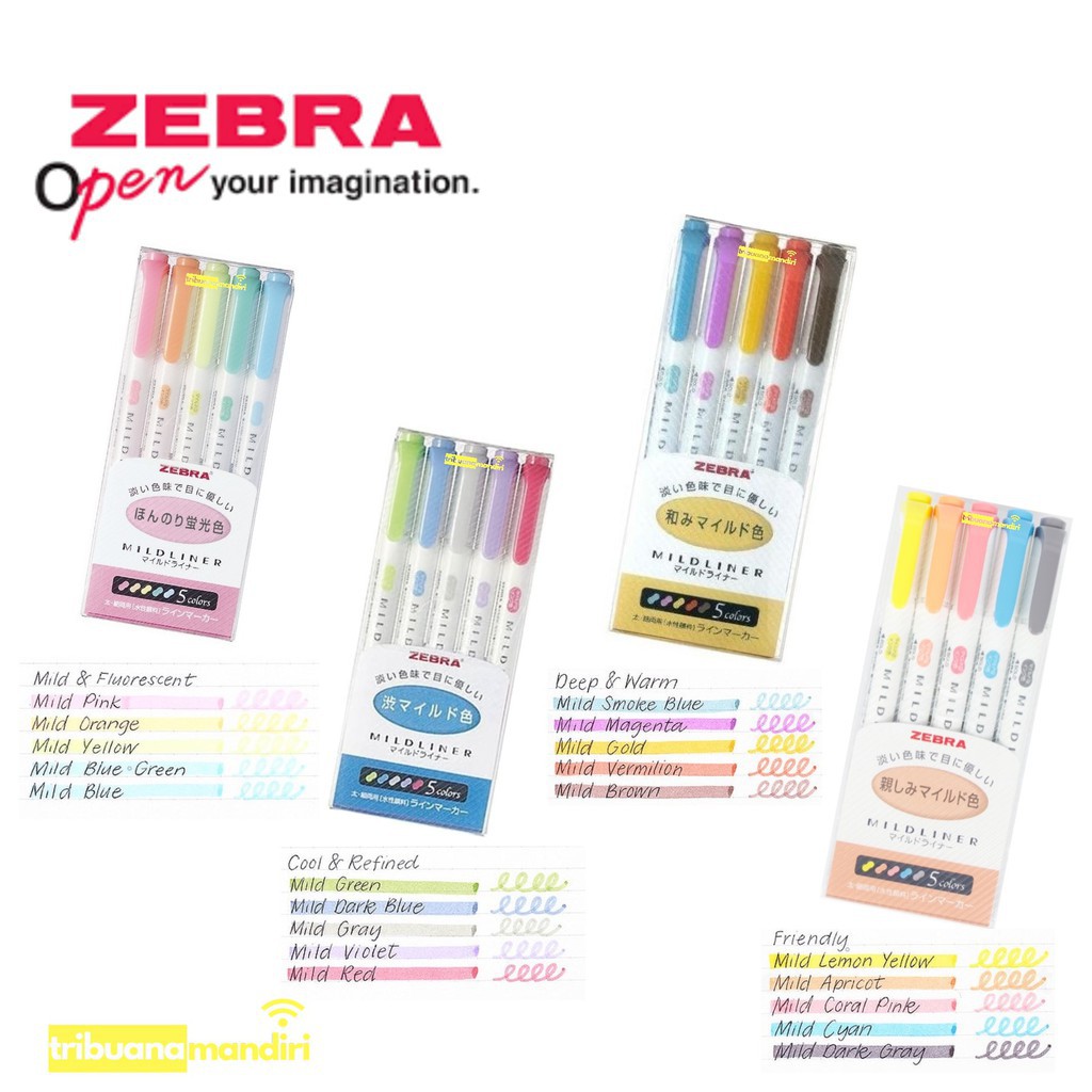 

RB Highlighter Zebra / Zebra Mildliner Set 5 Warna