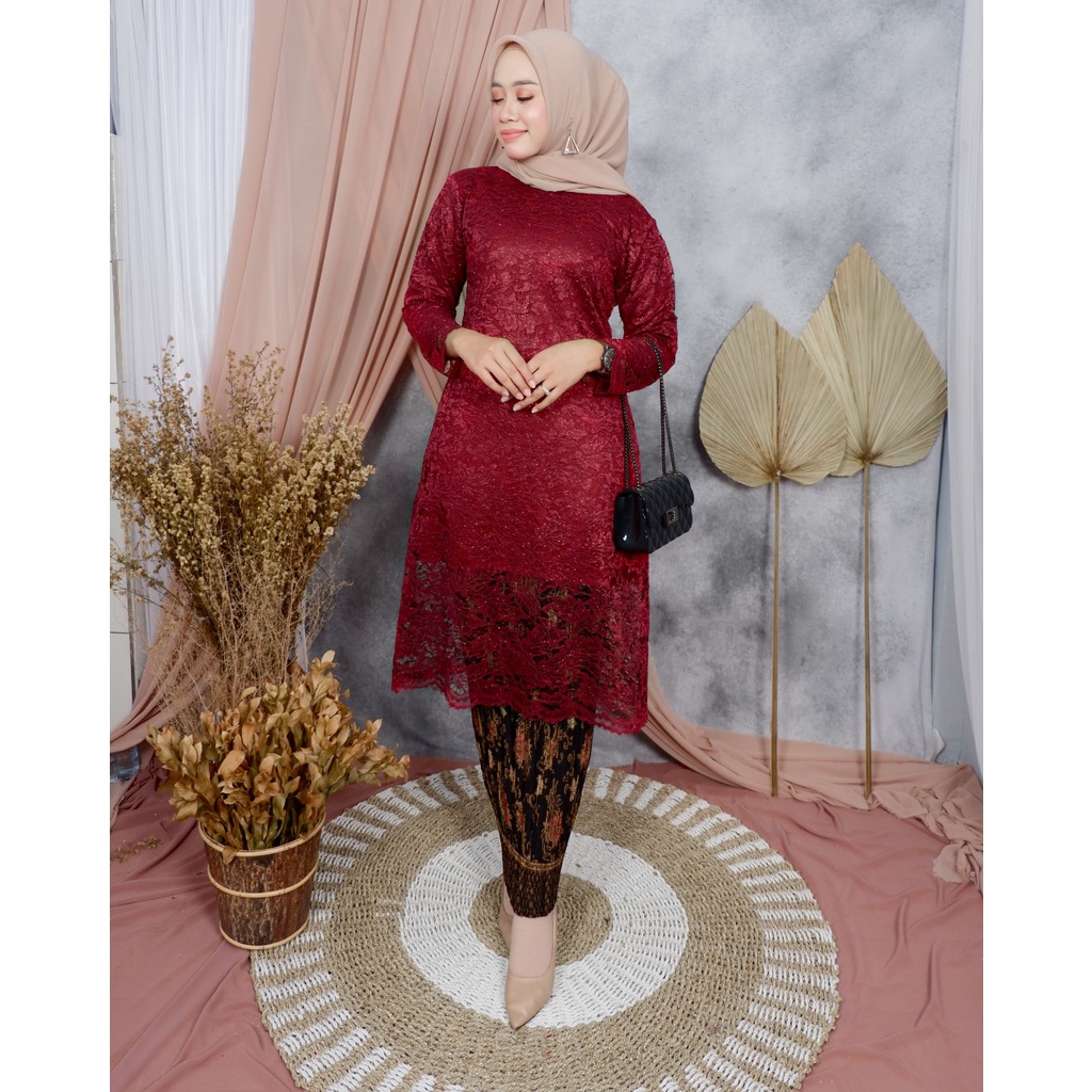 Kebaya Brokat Moderen Set Rok Plisket / Kebaya Wisuda / Kebaya Pengantin / Kebaya Pesta