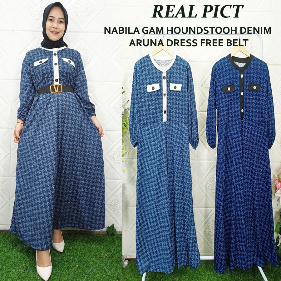 NABILA GAM HOUNDSTOOH DENIM ARUNA DRESS FREE BELT CARLINA