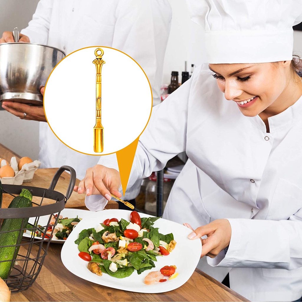 1pcs Sendok Stainless Steel Mini Sendok Emas Aduk Kopi/Teh Sniffer Rasa Bau/Gold Ornamen Peralatan Makan Desain Novel/Sendok spatula Asap Dengan Cincin/Sendok Mungil