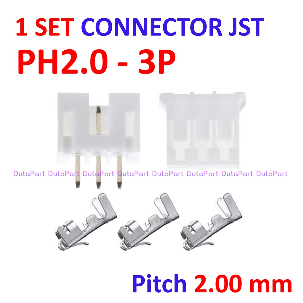 1 SET Connector JST PH2.0 - 3P - Male Female Pin Kaki Lurus 2.0mm