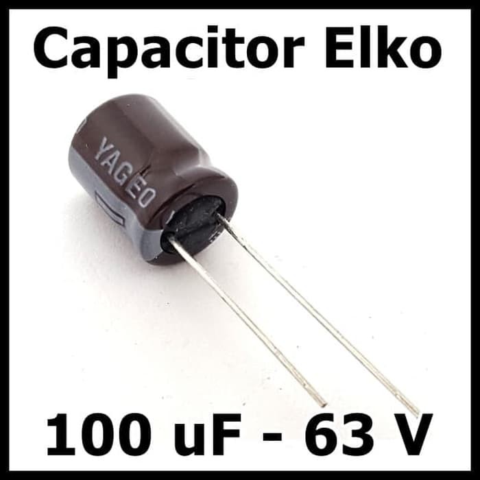 Kapasitor Elektrolit Elco Elko 100uF 63V 100 uF 63 Volt V