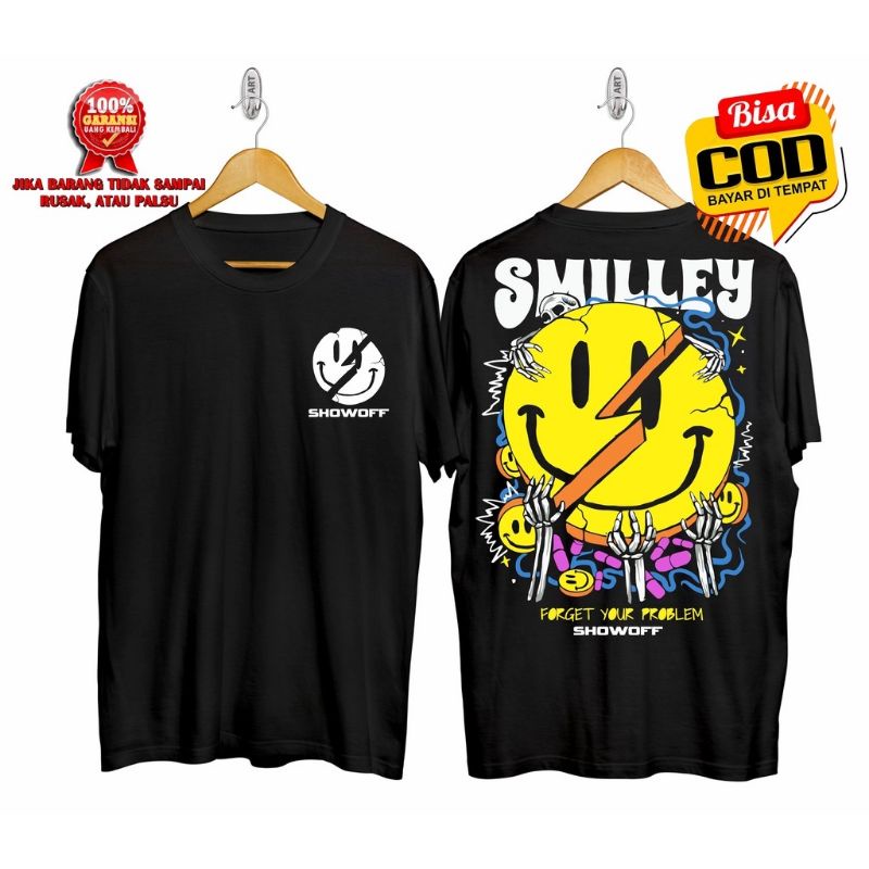 Baju Kaos Pria Smile / Kaos Kekinian / Kaos Polos / Kaos Lengan Pendek / Kaos Santai / Kaos Jepang/ T-shirt Smile