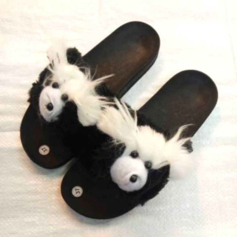 Sandal bulu boneka korea sandal bulu sandal wanita sandal kokop bulu