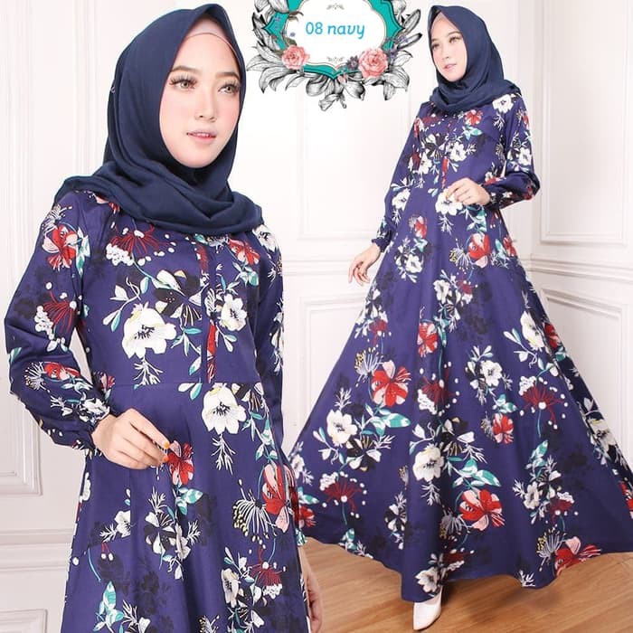 SPESIAL ATASAN PAKAIAN WANITA MUSLIM GAUN SETELAN maxi arniz flower Baju navy black busana muslim mu