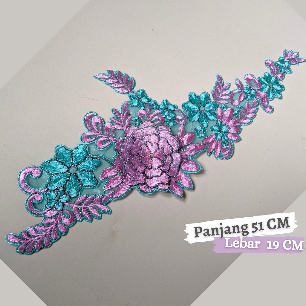 Renda Bordir Tempel Jahit Bunga Gamis Mukena Kebaya