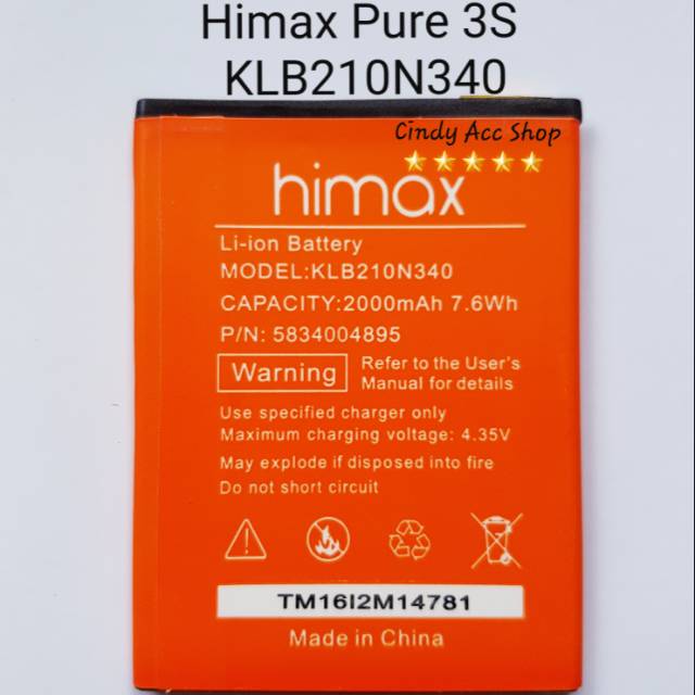 Baterai Battery Batre Original Himax Pure 3S KLB210N340