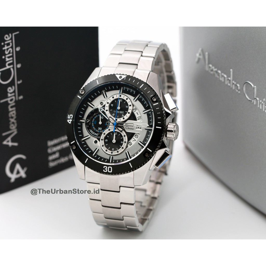 jam alexandre christie 6465 cowok - black silver