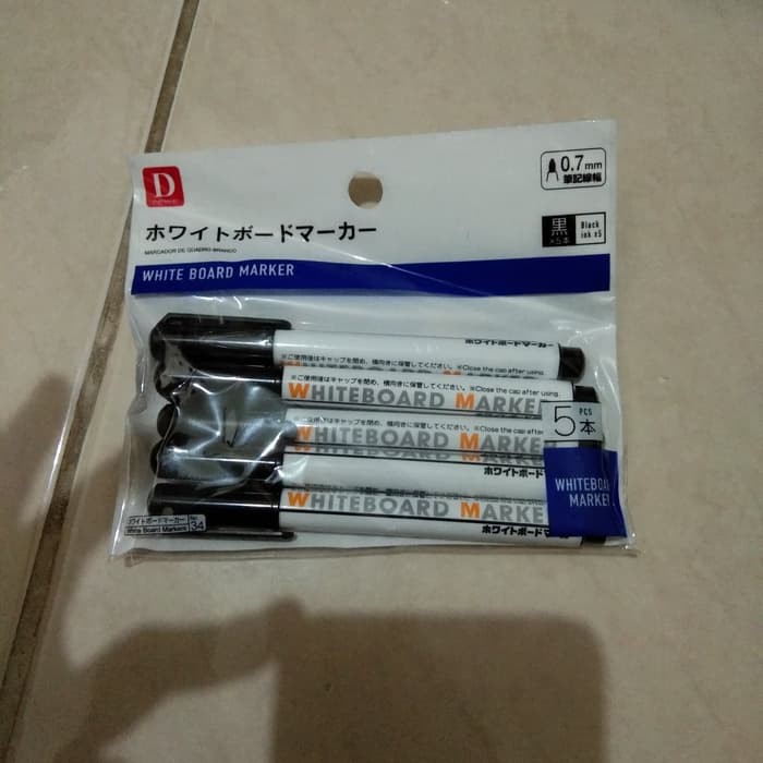 

5pc Spidol whiteboard maker hitam spidol papan tulis 0.7mm