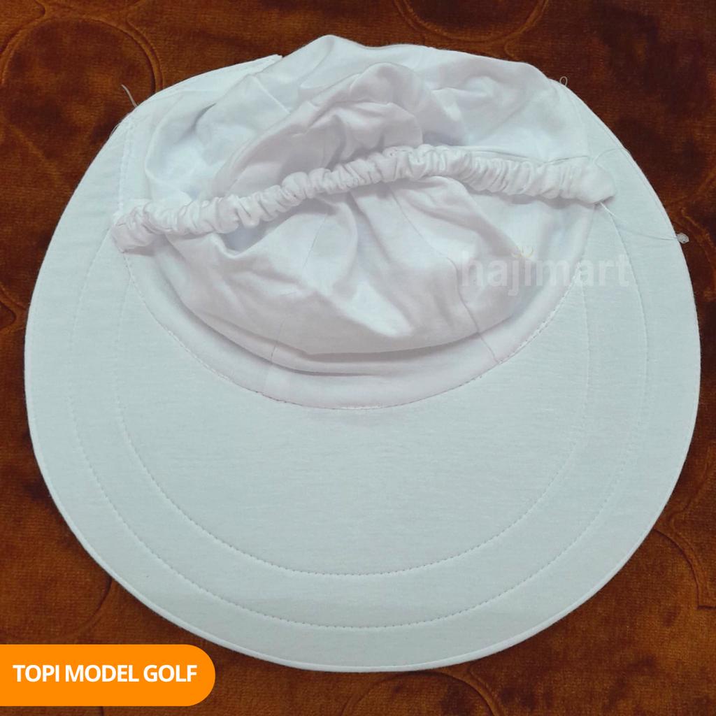 TOPI HAJI UMROH MODEL GOLF / TOPI PUTIH / PERLENGKAPAN HAJI UMROH