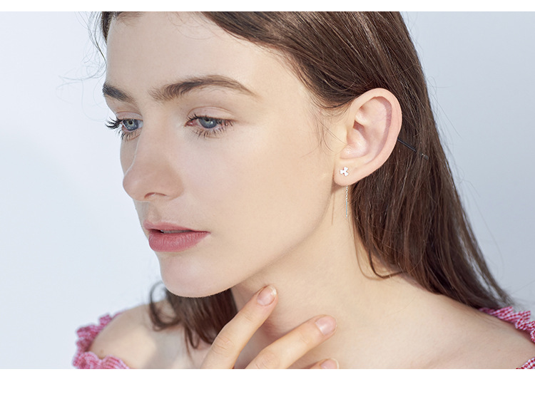 【SilverBaby】Italy Silver Earrings Anting wanita dengan berlian fashion perhiasan-4
