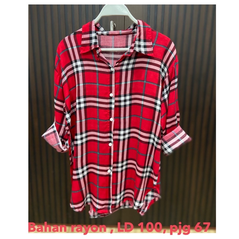 kemeja rayon wanita / kemeja kotak / shirt square