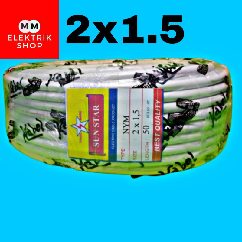 Kabel NYM 2x1.5 Kabel Listrik 50 Yard Best Seller Sun Star