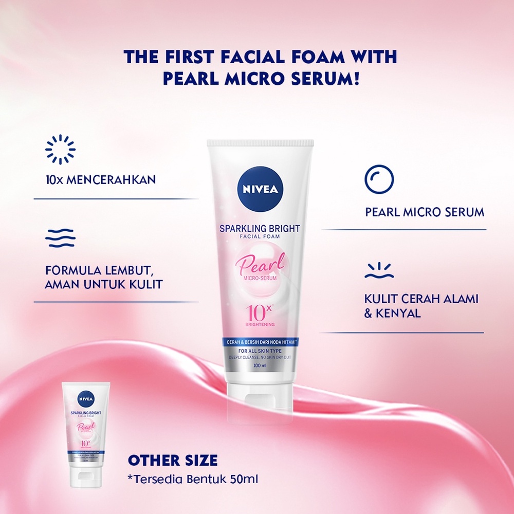 ❤ BELIA ❤ NIVEA Sparkling White Whitening Facial Foam 50 | 100 (✔️BPOM)