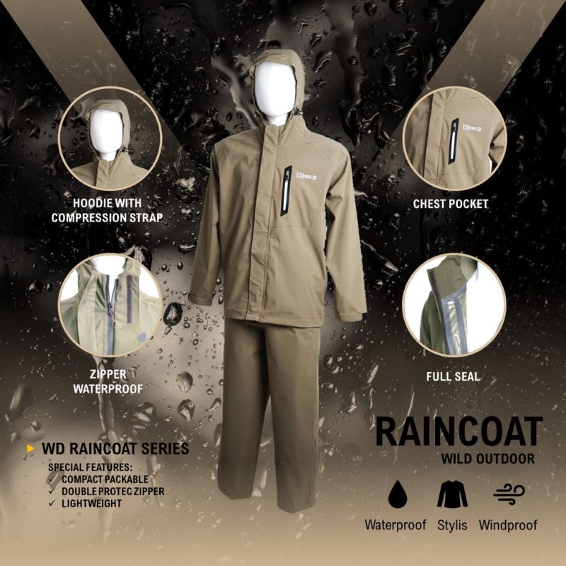 Jas Hujan Raincot Wild Outdoor Original Waterproof Bahan Taslan Balon