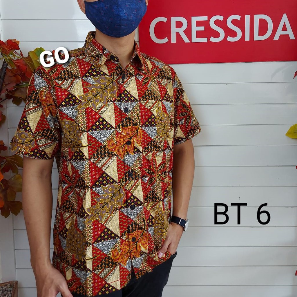 gof CRESSIDA KEMEJA BATIK Pakaian Pria Atasan Kemeja Hem Casual Reguler Original Lengan Pendek Bagus