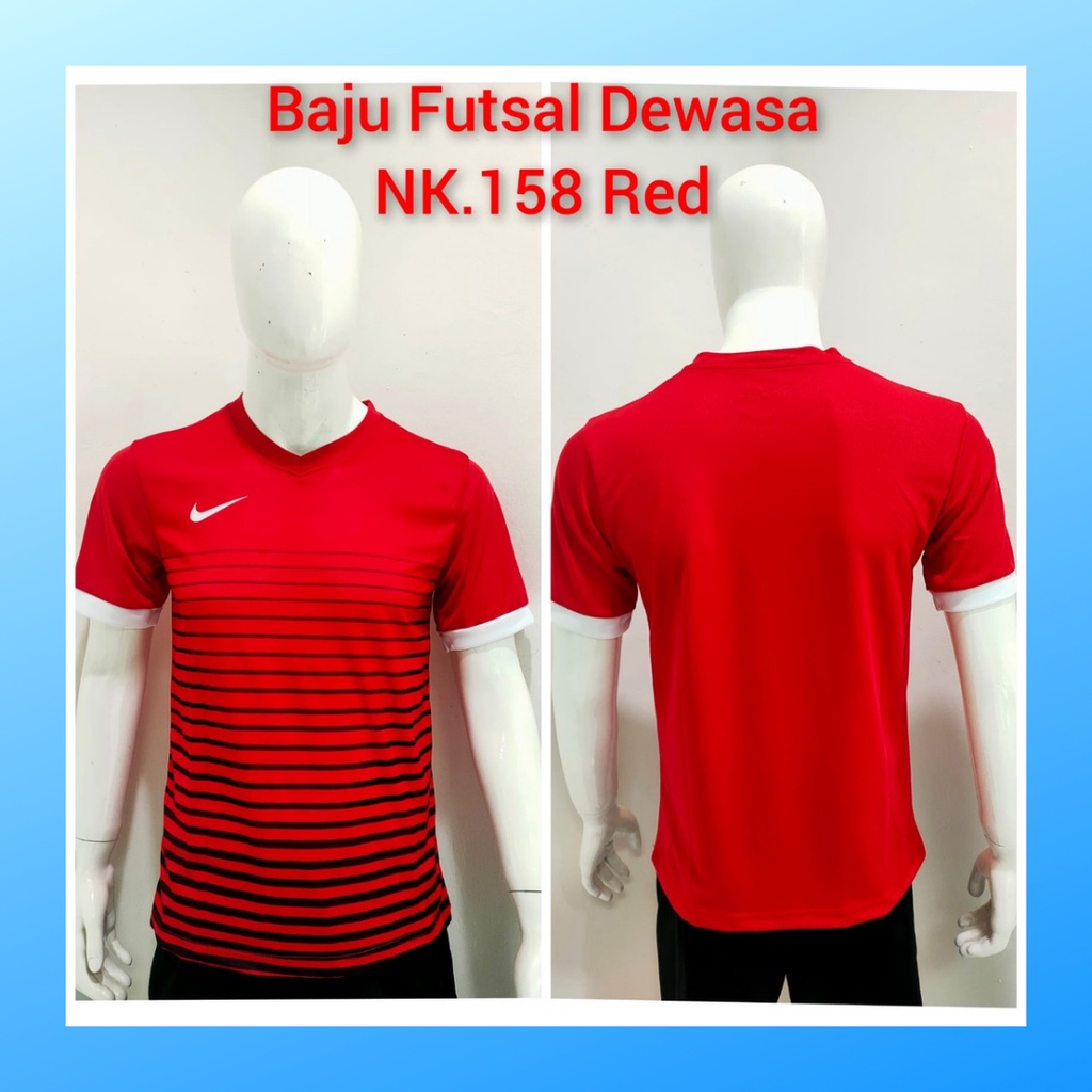 jersey futsal pria kaos sepak bola club baju atasan wanita dewasa t-shirt seragam custom jersy outfit klub olahraga kostum jarsey soccer pakaian oblong sports suit apparel NK158 merah