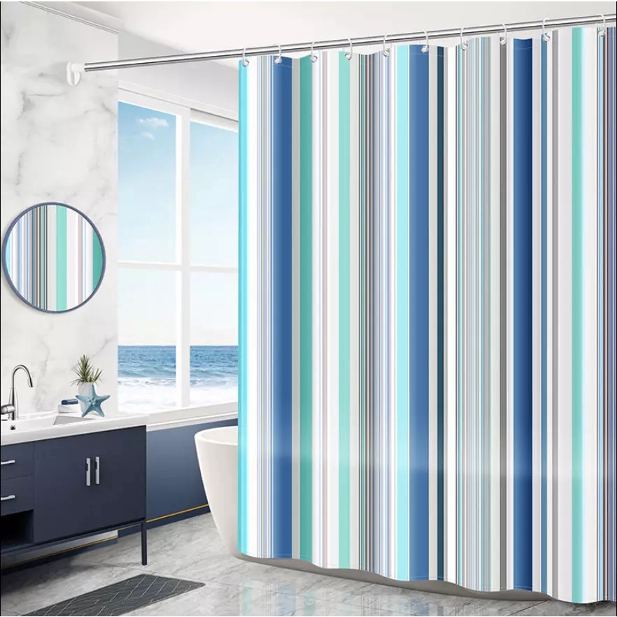 Tirai kamar mandi anti air bahan PEVA lengkap dengan pengait/Smartchoice Tirai Anti Air Shower Curtain Bahan anti air / Tirai Shower