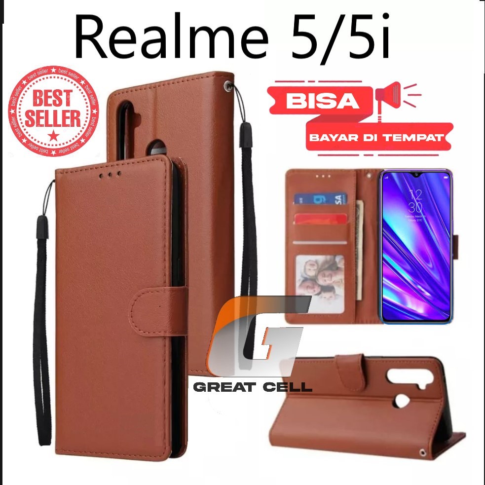 DOMPET HP UNTUK  Realme  5/5i /LEATHER FLIP CASE  REALME  5/5I