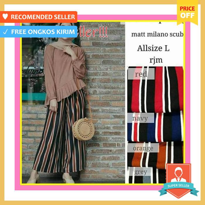 Celana Kulot Panjang Pelangi Norway Jumbo Besar Milano Stripe