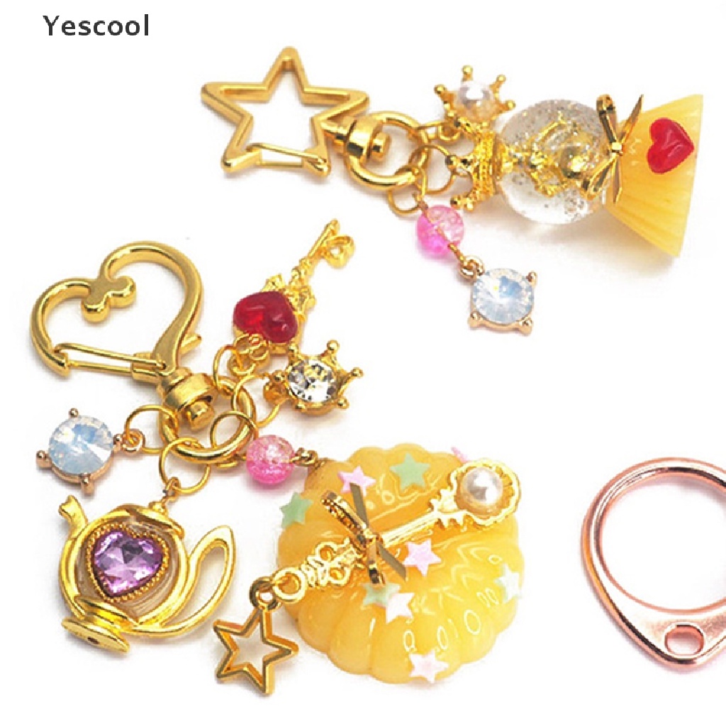 Yescool 10pcs Gantungan Kunci Bentuk Hati Desain Hollow DIY