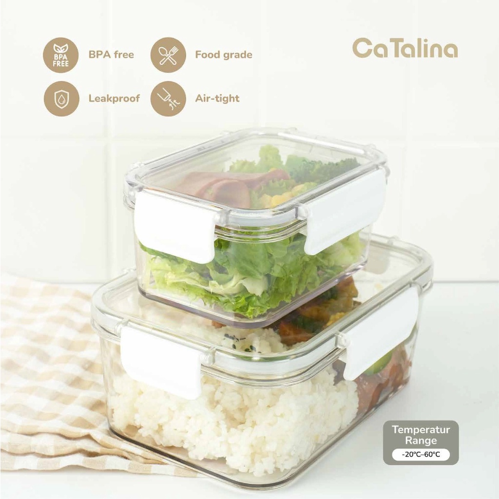 2 Pcs Kotak Makan Kedap Udara Food Container Food Storage Kulkas
