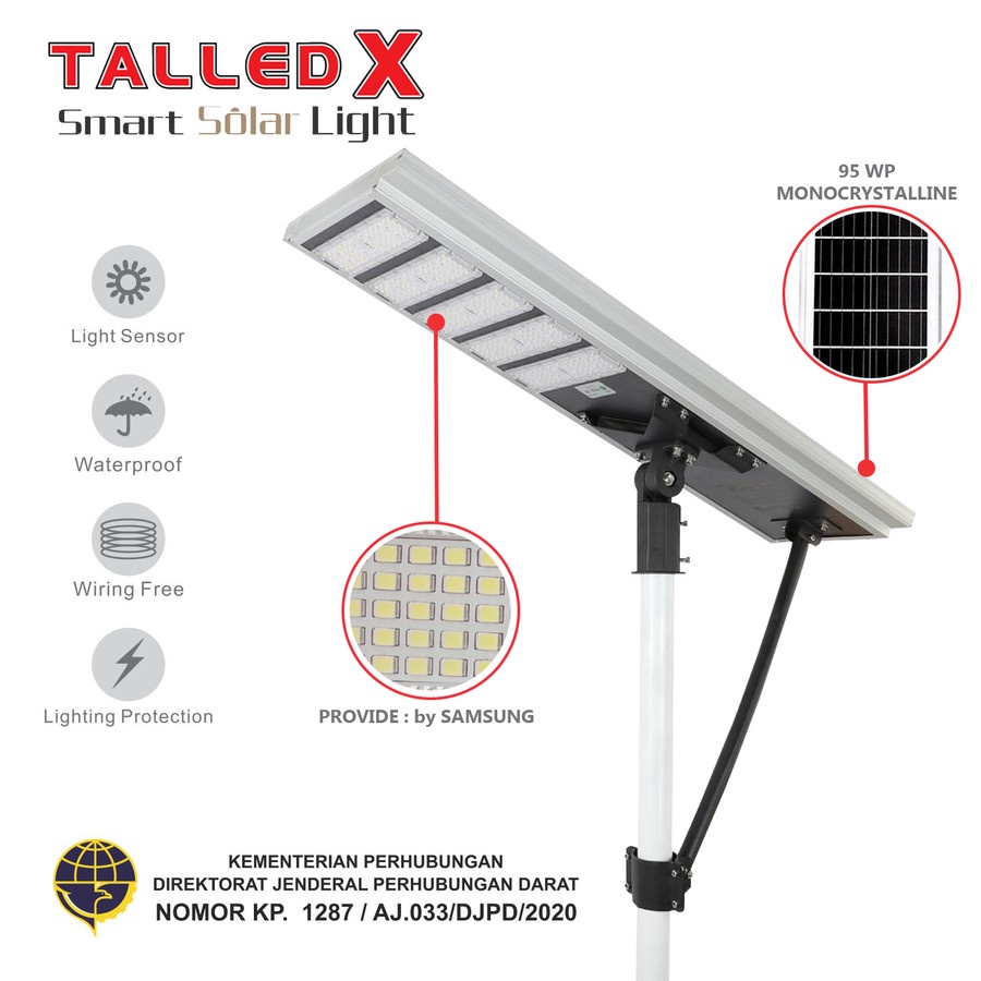 LAMPU JALAN PJU SOLAR CELL 5 LENSA TALLED X 250W LED CHIP BY SAMSUNG
