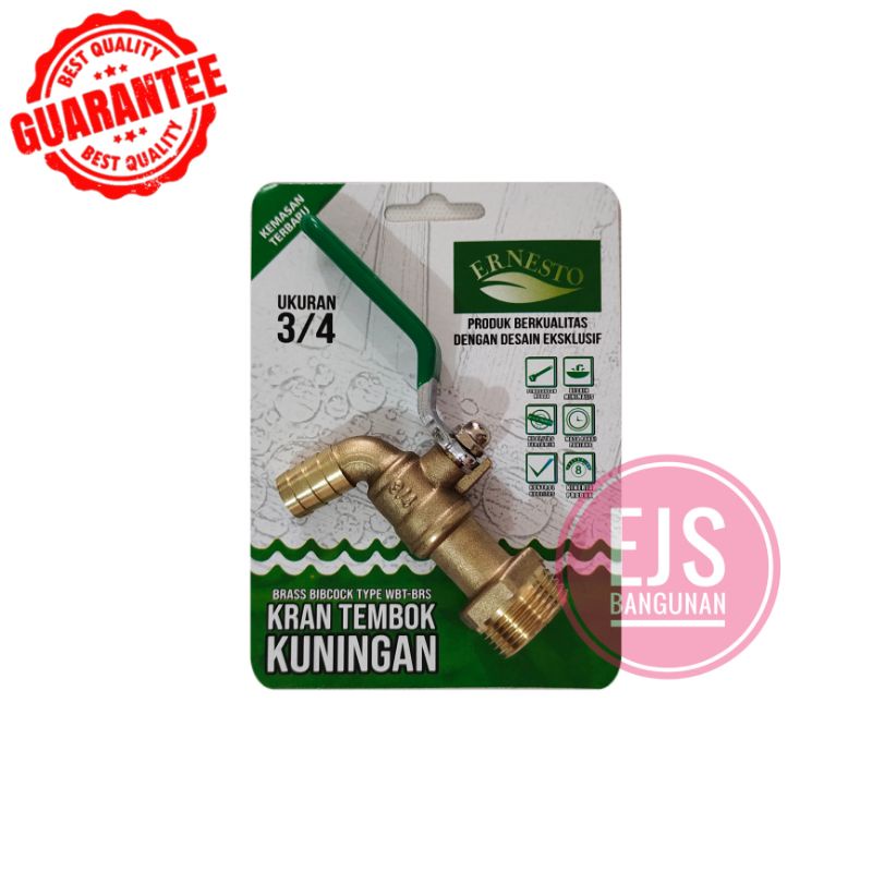 Kran Air Taman Kuningan 3/4" / Kran Tembok Kuningan Gagang Panjang