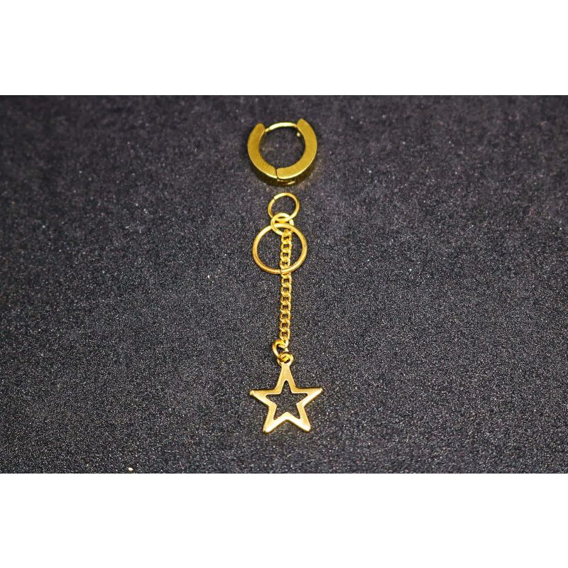 Anting Pria Wanita Tindik dan jepit Model Ring Rante bintang Gold Terbaru / Anting Korea Gantung / Anting BTS / Anting Kpop