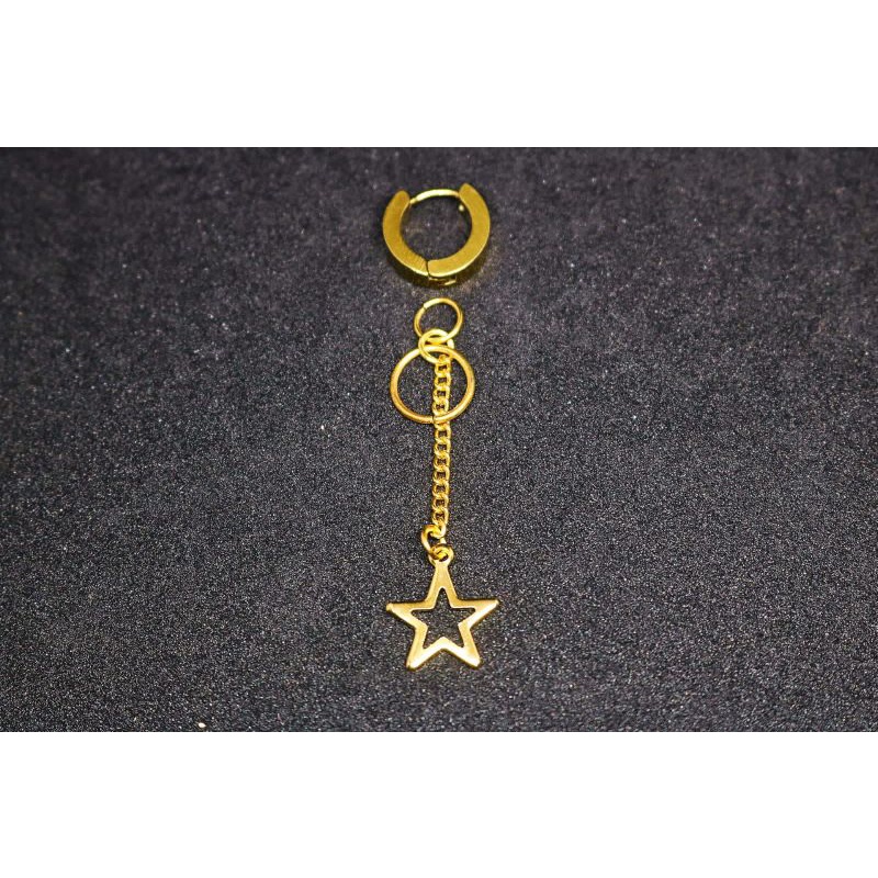 Anting Pria Wanita Tindik dan jepit Model Ring Rante bintang Gold Terbaru / Anting Korea Gantung / Anting BTS / Anting Kpop