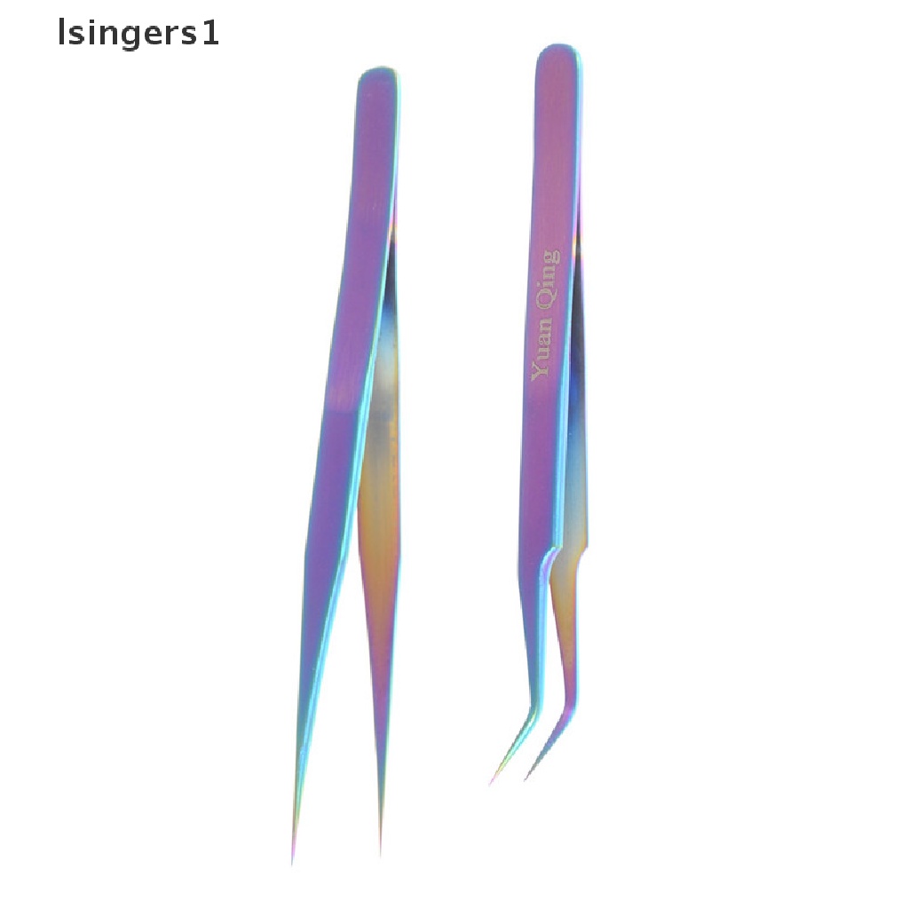 (lsingers1) Pinset Stainless Steel Warna Pelangi Untuk Mengambil Stiker Kuku