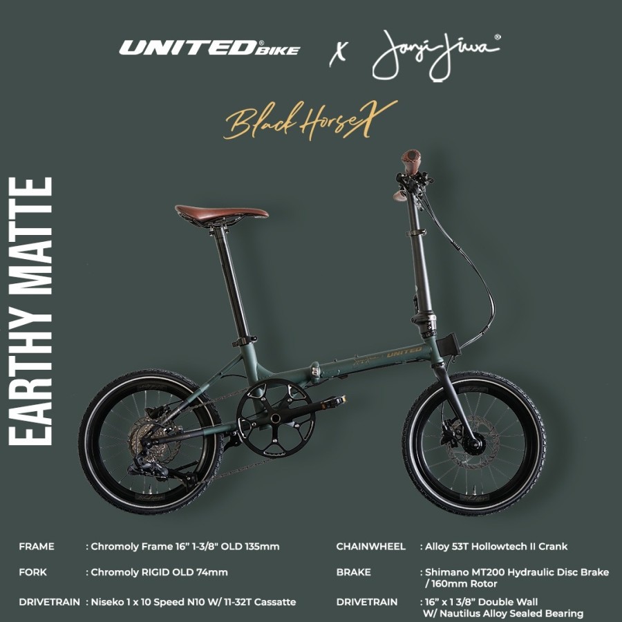 Sepeda Lipat 16 United Black Horse Kopi Janji Jiwa Folding Bike