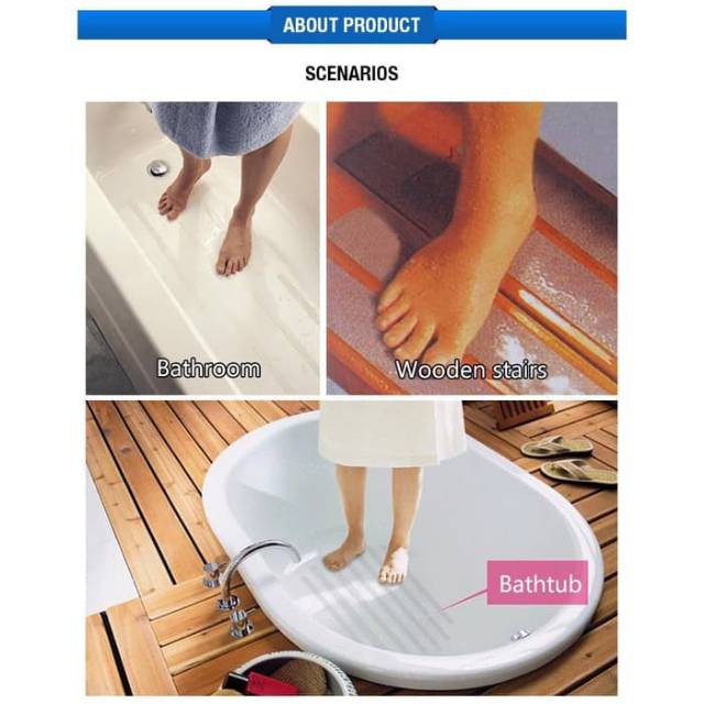 Stiker Lantai Kamar Mandi Anti Slip Licin Stiker antislip Tangga Bathup Shower 6 pcs