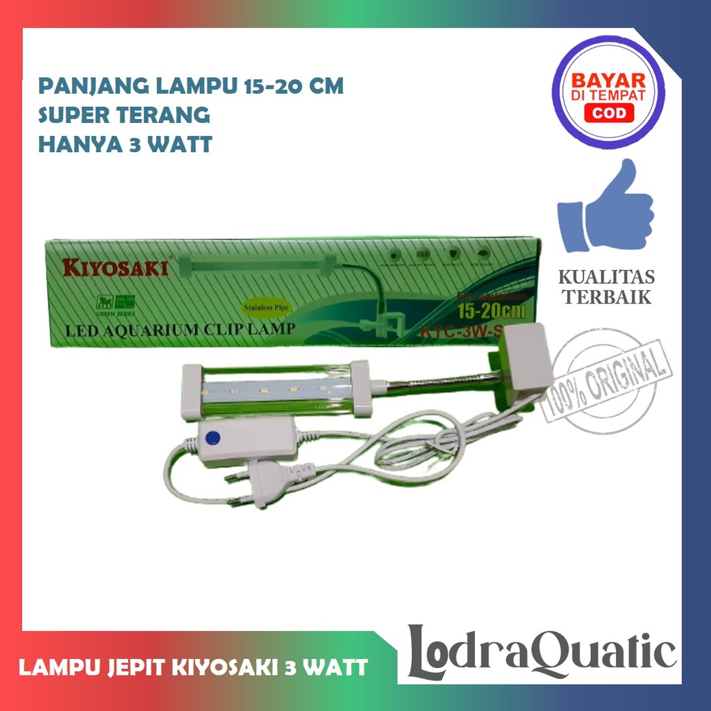 LAMPU JEPIT YAMANO/KIYOSAKI LAMPU AQUARIUM 3 WATT WARNA BIRU PUTIH LAMPU LED AQUARIUM LAMPU AQUASCAPE