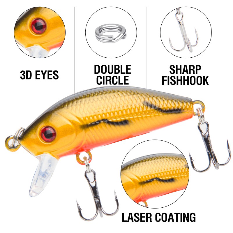 Umpan Pancing Alat Pancing Minnow Lure Umpan Pancing Buatan Umpan Mancing Plastic Bait Top Water Lure Alat Pancing Murah Kail Pancing Umpan Ikan 4.2g/5cm relix nusantara
