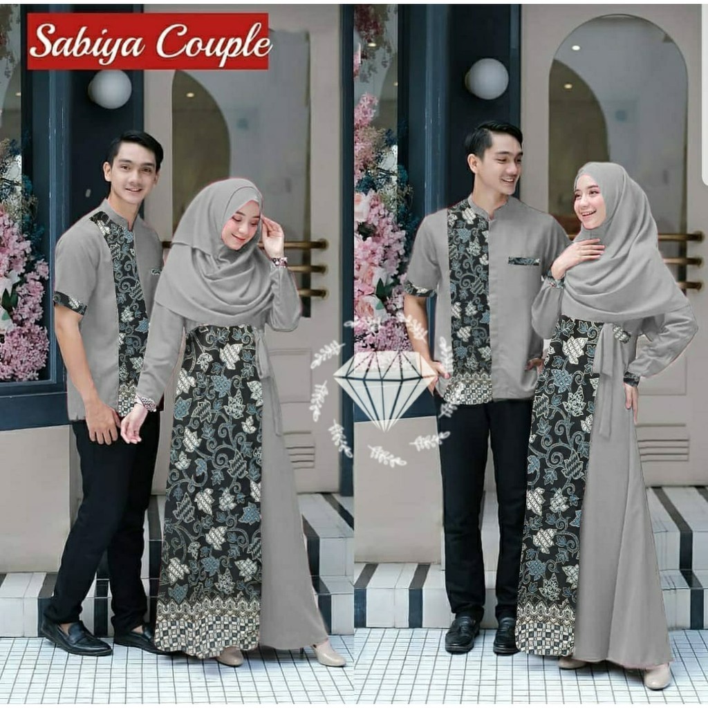 Baju Couple Abiya Jumbo Couple Batik Kebaya Pesta Big Size | Gamis Batik Kondangan | Pakaian Pesta