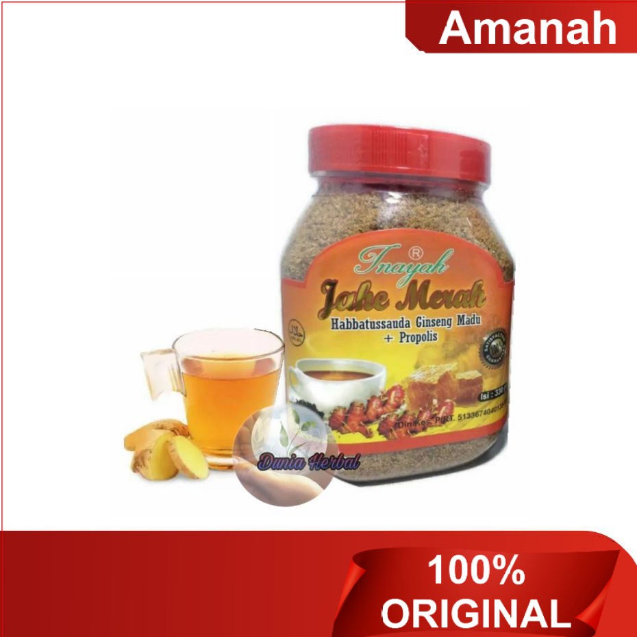 

Jahe Merah Inayah 330gr Plus Habbatussauda Ginseng, Madu & Propolis