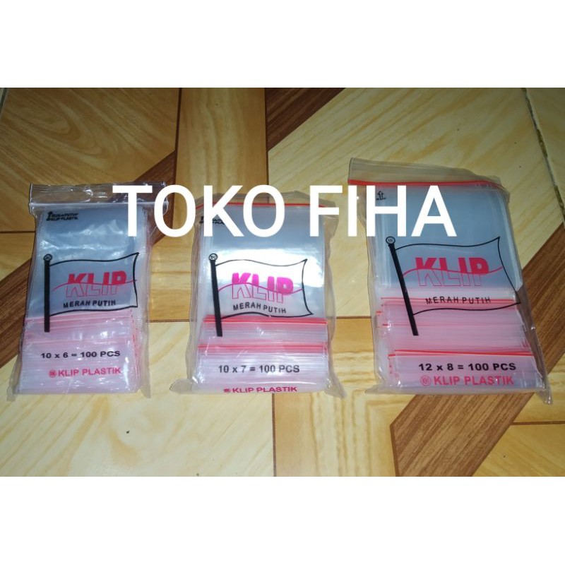 Plastik Klip isi 100pcs - Klip Plastik/Ziplock Uk. 10x6/10x7/12x8
