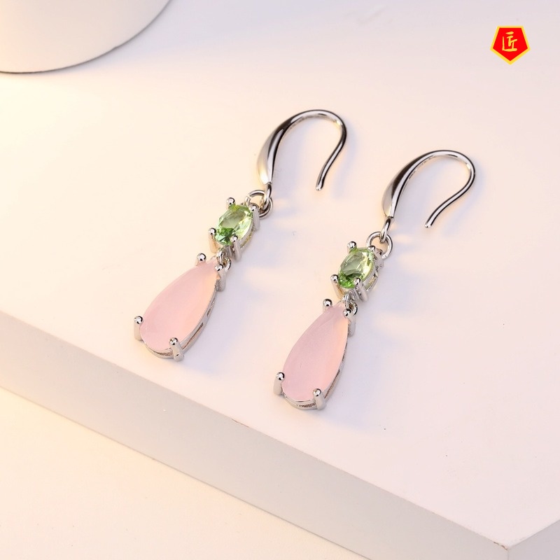 [Ready Stock]Elegant Temperament S925 Silver Colored Gems Earrings