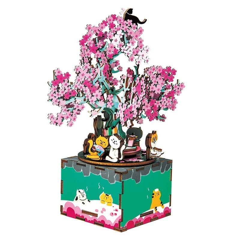 ROLIFE Robotime Diy Music Box Cherry Blossom Tree Am409 Hobby Toy Collection Perfect Gift For Your Love One