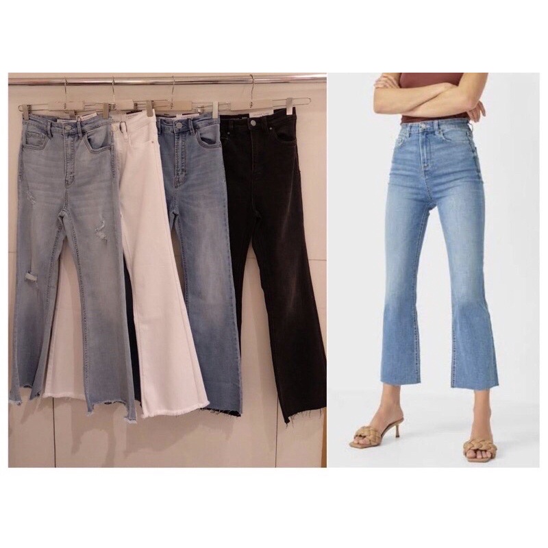 NEW‼️ STRADIVARIUS CELANA PANJANG JEANS DENIM CROPPED FLARE