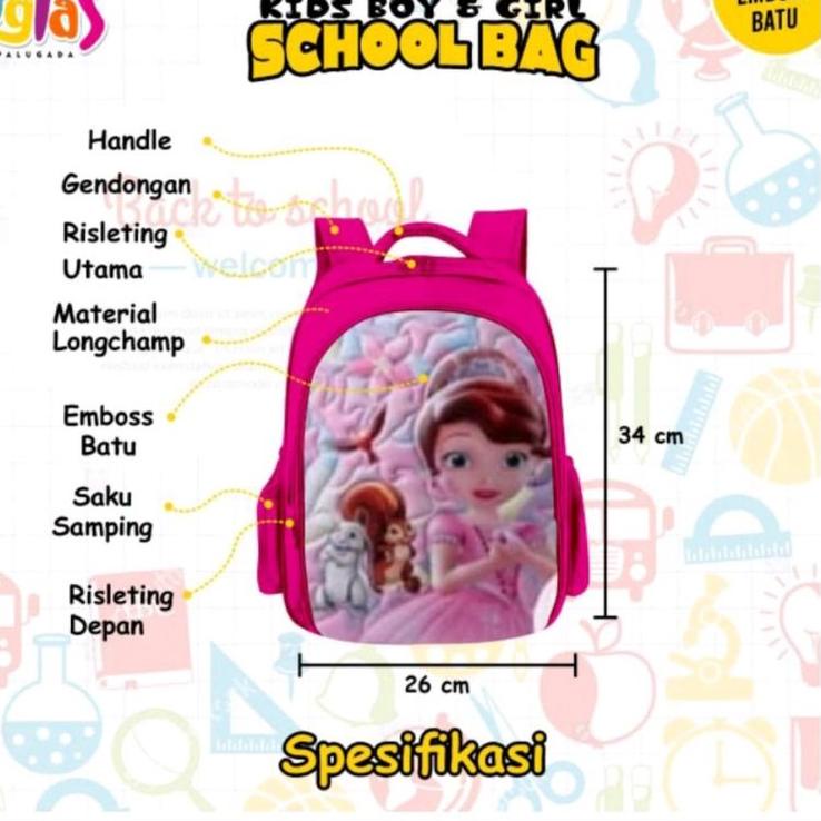 Terbaru.. Tas Ransel Anak by Erglas Kids Boy & Girl  School Bag Tas Anak Laki Laki READY UNGU TOSCA 