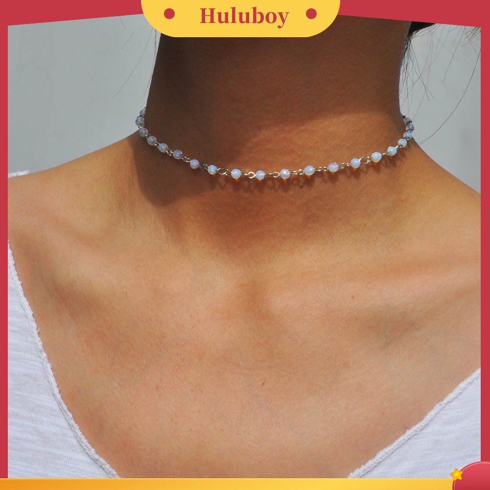 Hu Hu Hu Hu Hu Alat Bantu Pasang Kacamata♡ Kalung Rantai Manik-Manik Opal Berlian Imitasi Handmade Untuk Wanita