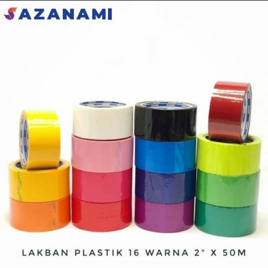 

Lakban Warna 2" x 50m Sazanami - Lakban Plastik Opp Warna Warni