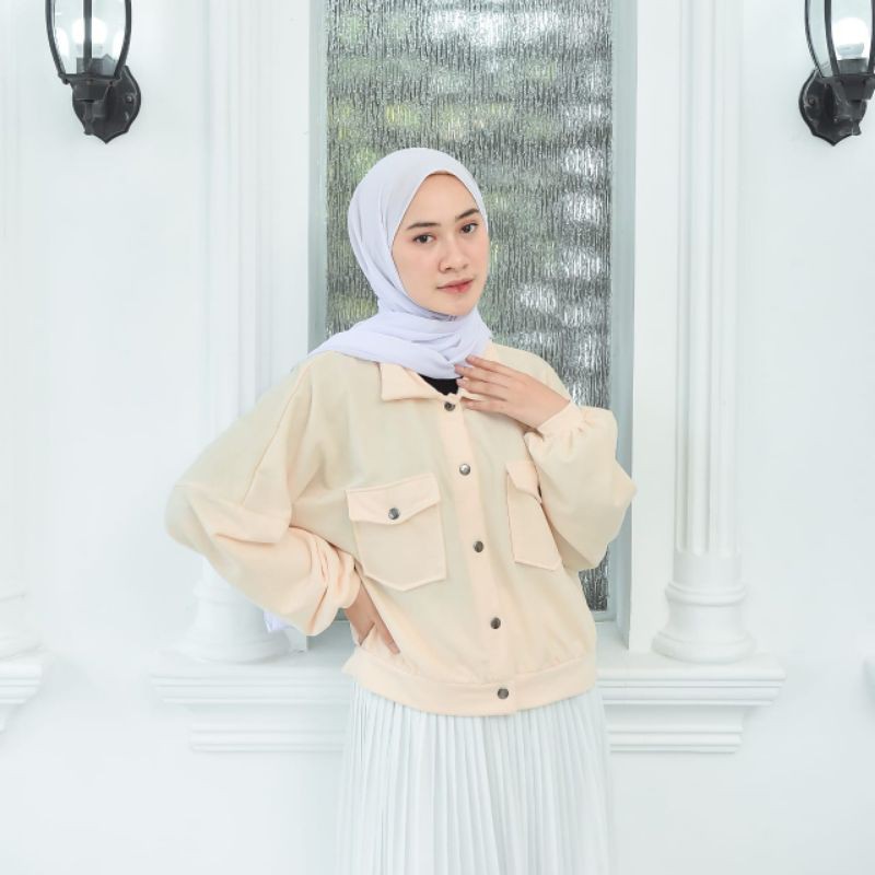 promo jaket wanita ter updet) JAKET OLIN BUTTON-Cream