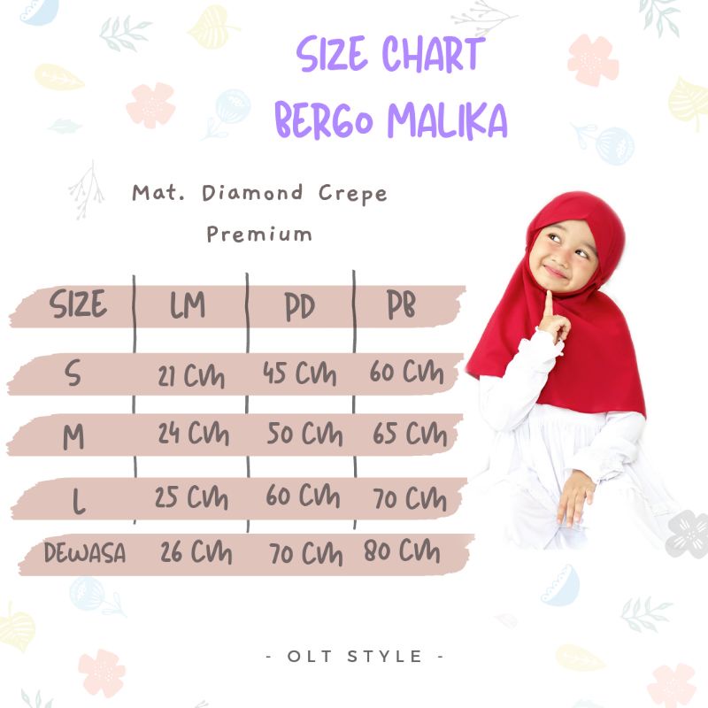 Ollet Bergo Malika part 1 /jilbab anak / bergo anak murah