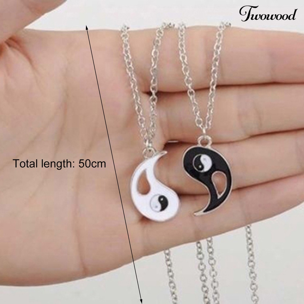 Kalung Model Hollow out Bahan Alloy Warna Hitam Dan Putih Untuk Pasangan