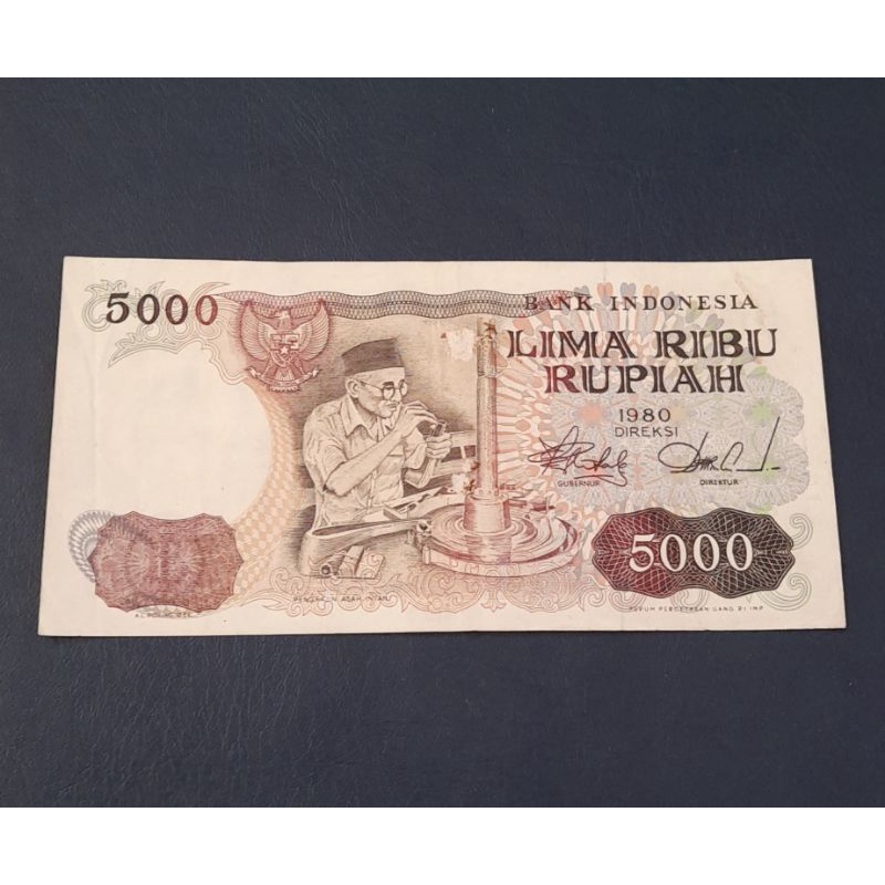Uang kuno 5000 Rupiah Tahun 1980 Pengasah Intan