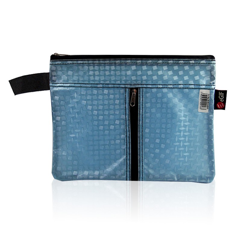 

eGIF Zipper Bag Motif Kotak B5 Sleting 2 Biru