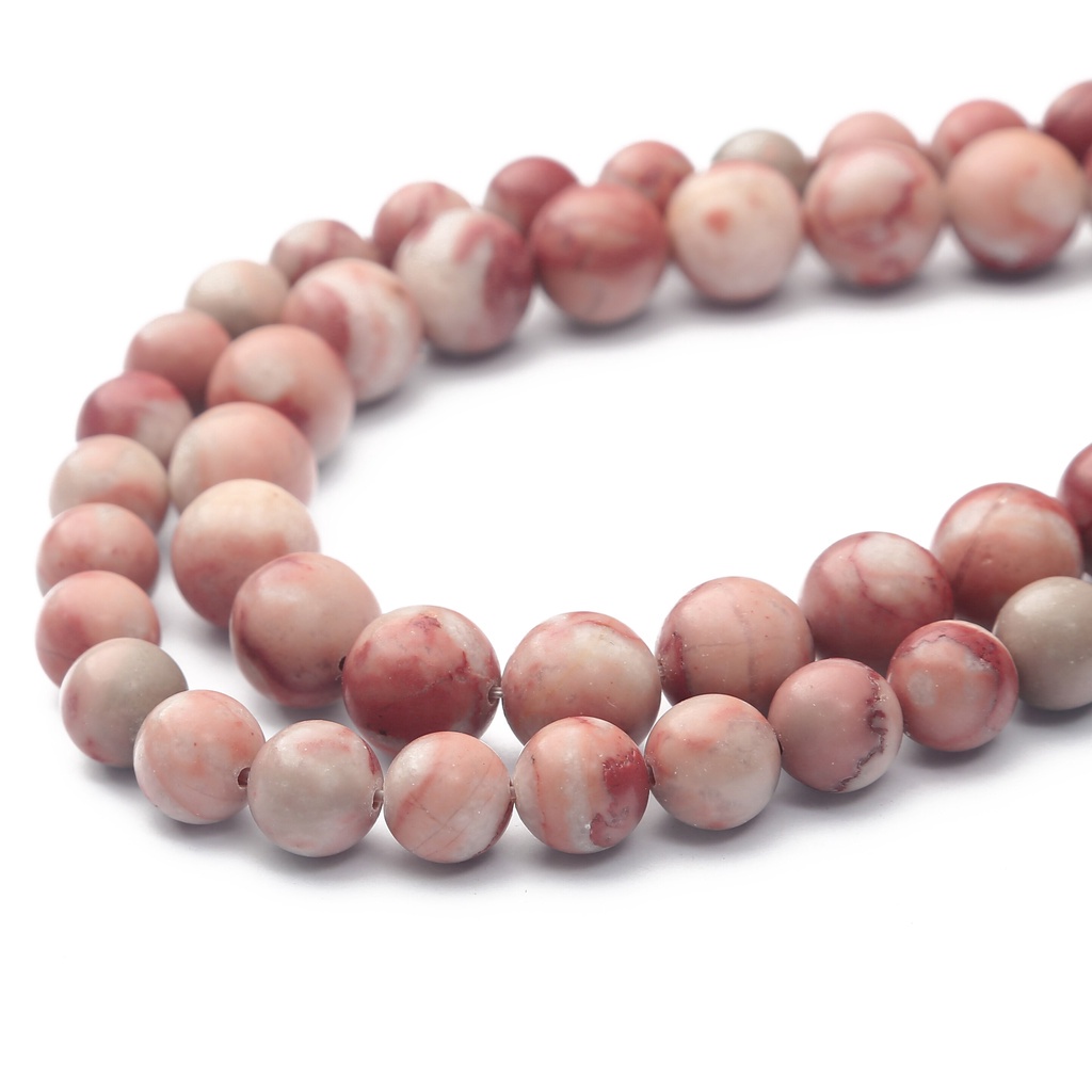 38 Cm/Str 4 6 8 10 12 Mm 32-89 Pcs Natural Pink Marmer Longgar Batu Bulat Manik-manik untuk Membuat Perhiasan DIY Gelang Kalung Aksesoris